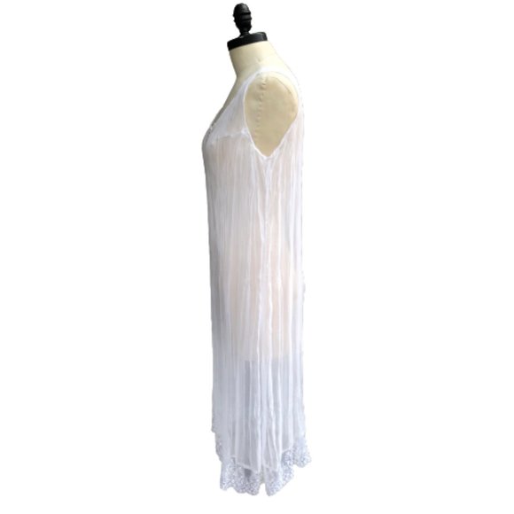 Vintage Ethereal Sheer Crinkle Slip Dress Overdress Underdress S/M - Picture 12 of 17